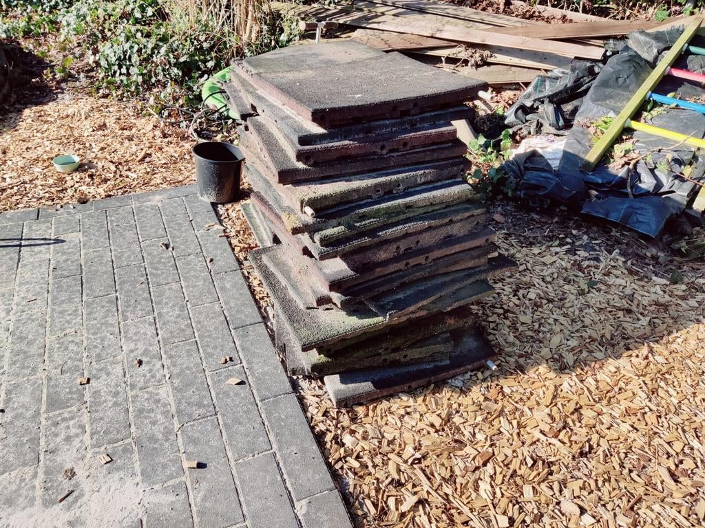 Rubberen tegels voor speeltuin - Veilig en duurzaam, Tuin en Terras, Tegels en Klinkers, Gebruikt, Overige typen, Rubber, Ophalen of Verzenden