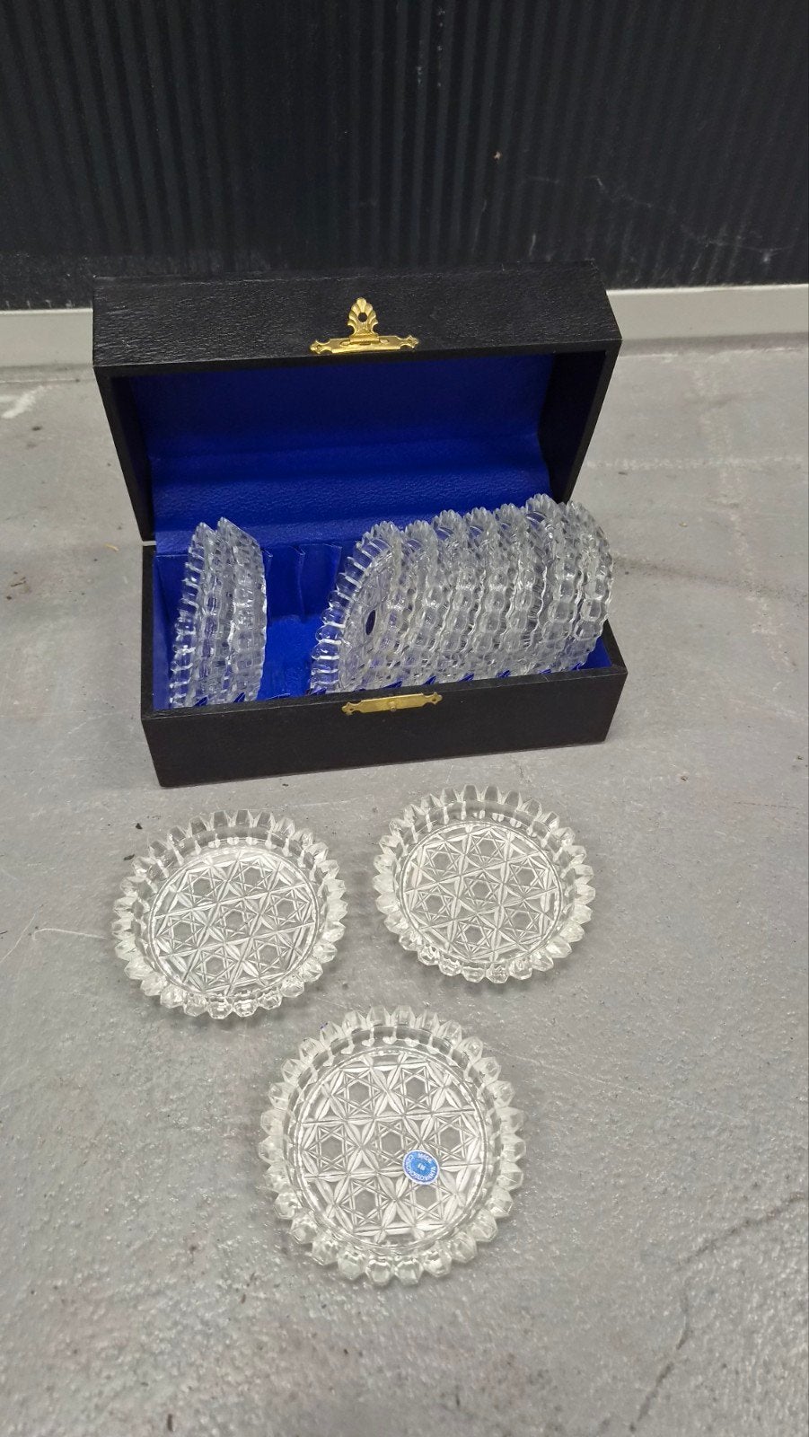 Vintage Kristallen Onderzetters Set  Made in Tsjechoslowakij, Antiek en Kunst, Ophalen