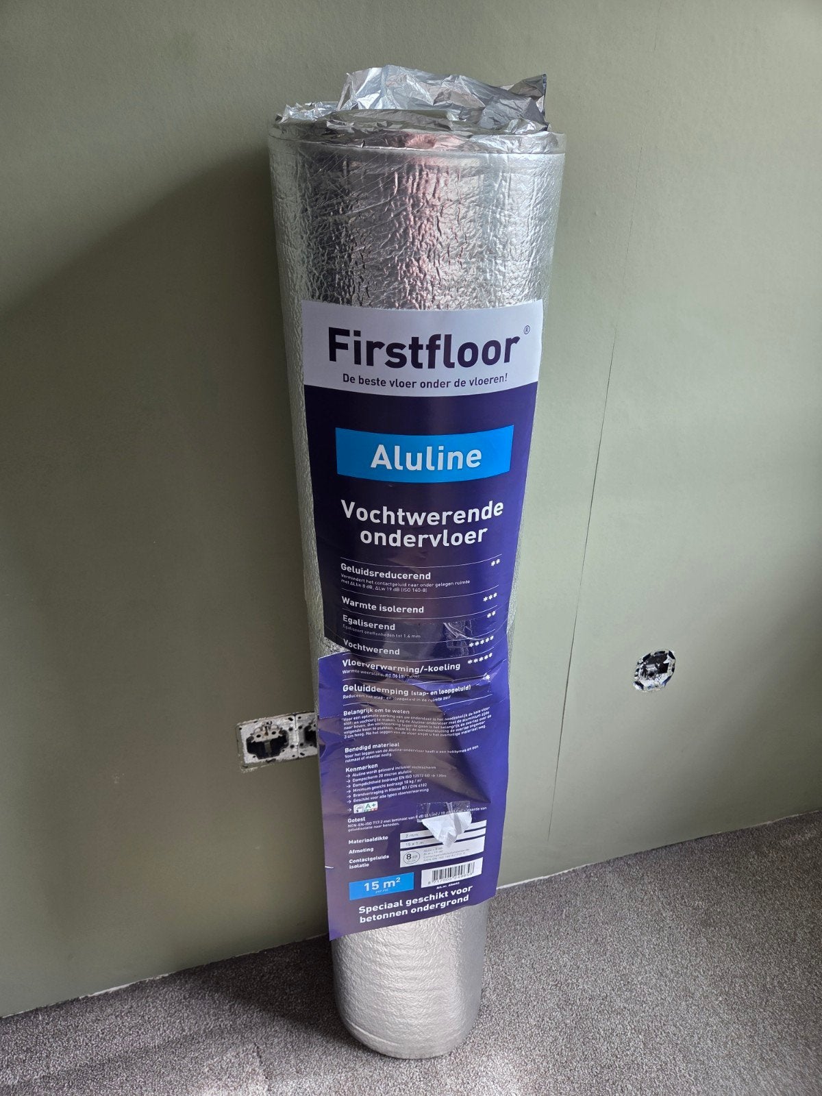 Firstfloor Aluline Vochtw. ondervloer + Alu-tape 15m², Ophalen, Overige materialen, 30 cm of meer, 50 tot 150 cm