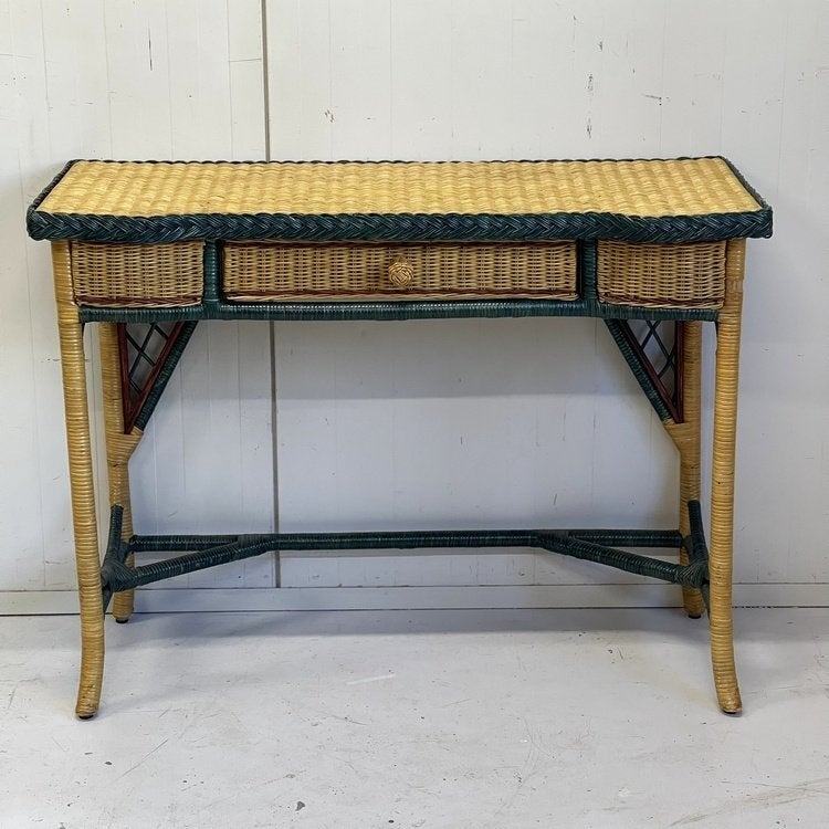 Vintage rotan sidetable bureau werkplek laptoptafel riet, Huis en Inrichting, Ophalen, Overige materialen, Gebruikt, 100 tot 150 cm