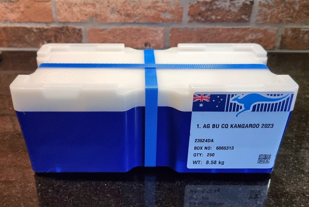 Monsterbox Kangaroo 250 x 1 oz .9999 zilveren munten., Postzegels en Munten, Edelmetalen en Baren, Ophalen, Zilver