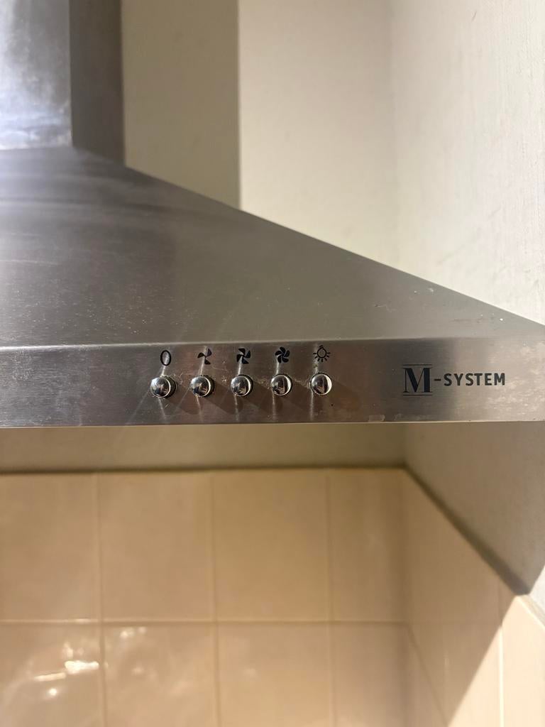 M-System afzuigkap, Witgoed en Apparatuur, Afzuigkappen, Ophalen of Verzenden, Gebruikt, Vrijstaand, Wandschouwkap