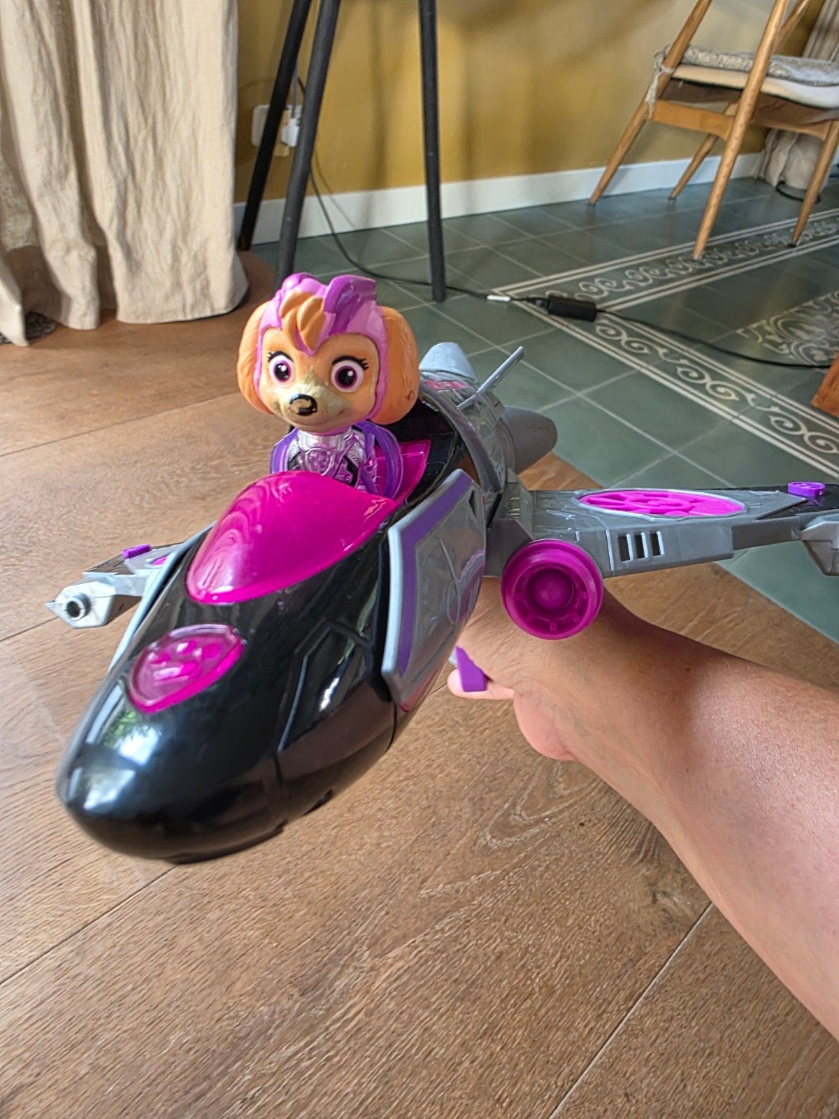 Paw Patrol Skye straaljager met figuur, Ophalen of Verzenden, Zo goed als nieuw
