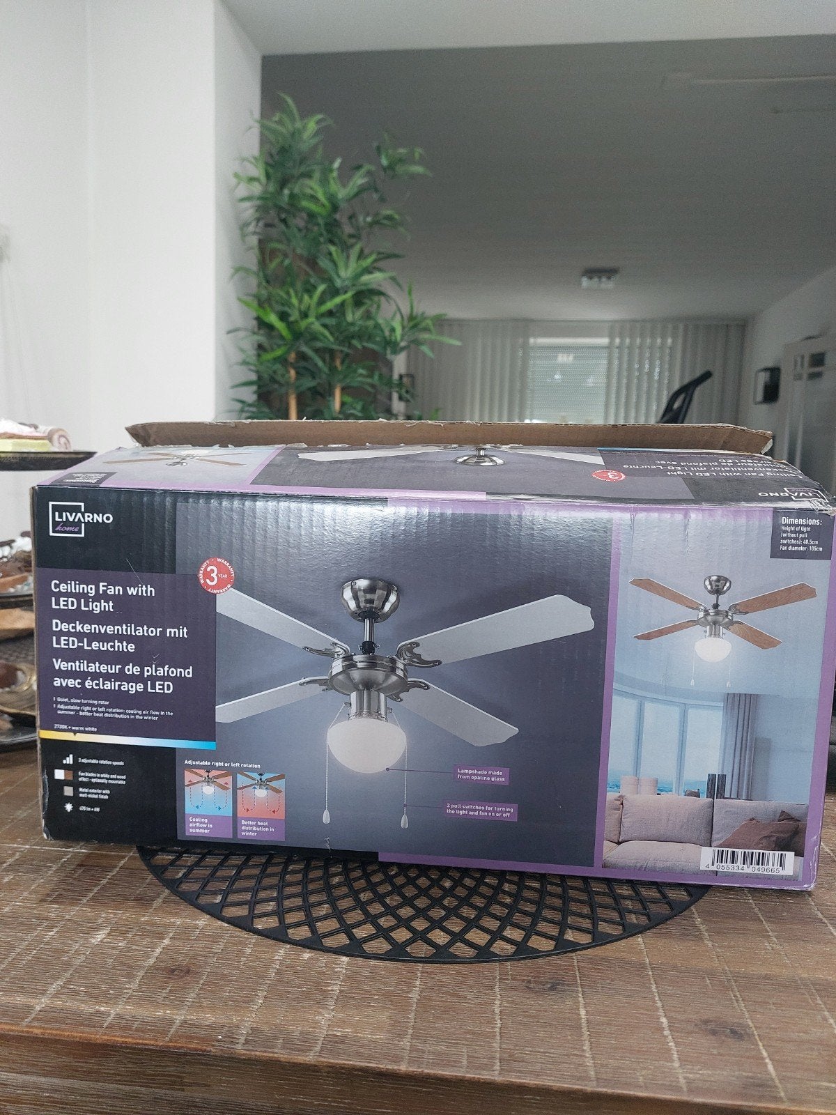 LIVARNO Home Plafondventilator met LED-verlichting, Huis en Inrichting, Ophalen, Modern, functioneel, Nieuw, Overige fittingen