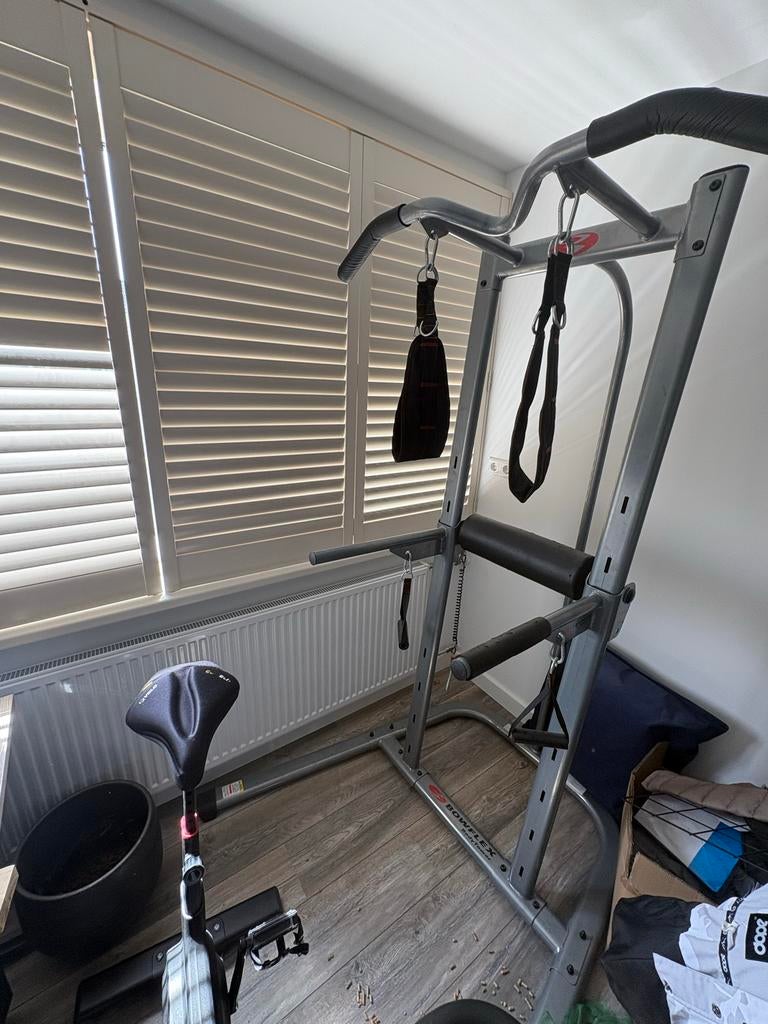 Fitness powertower voor optrekken, buikspieren en dips, Sport en Fitness, Ophalen, Krachtstation, Armen, Zo goed als nieuw