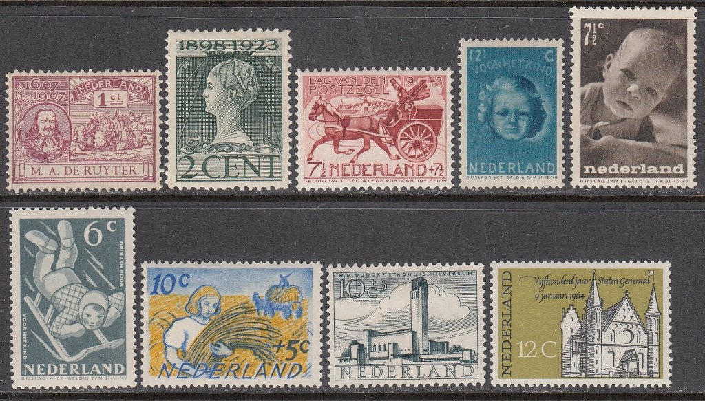 Nederland kleine collectie 9 plaatfouten ongebruikt - leuk !, Ophalen of Verzenden, T/m 1940, Postfris
