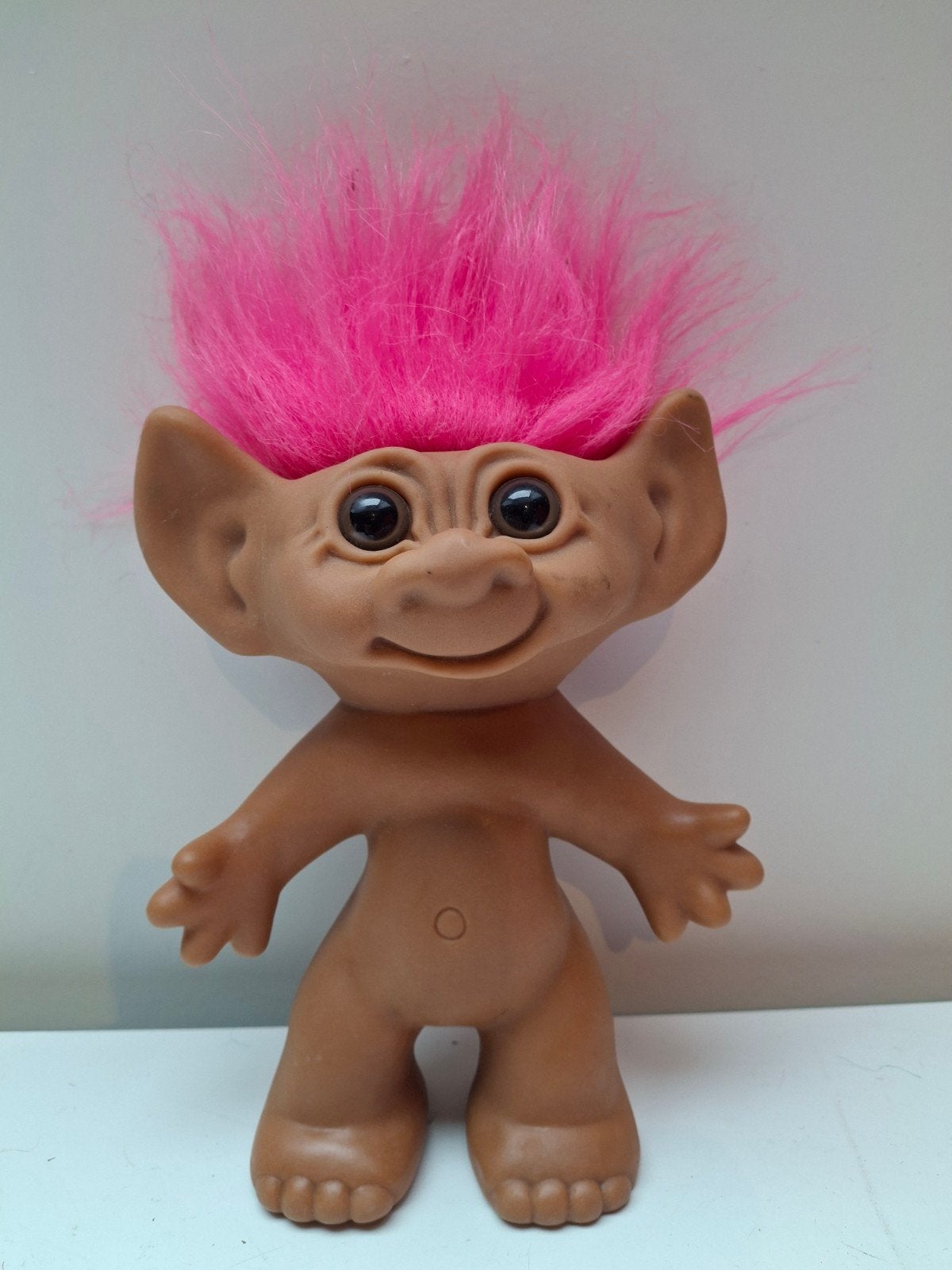 Vintage Troll Pop met Roze Haar - Uneeda Doll Co. Inc., Ophalen of Verzenden, Gebruikt