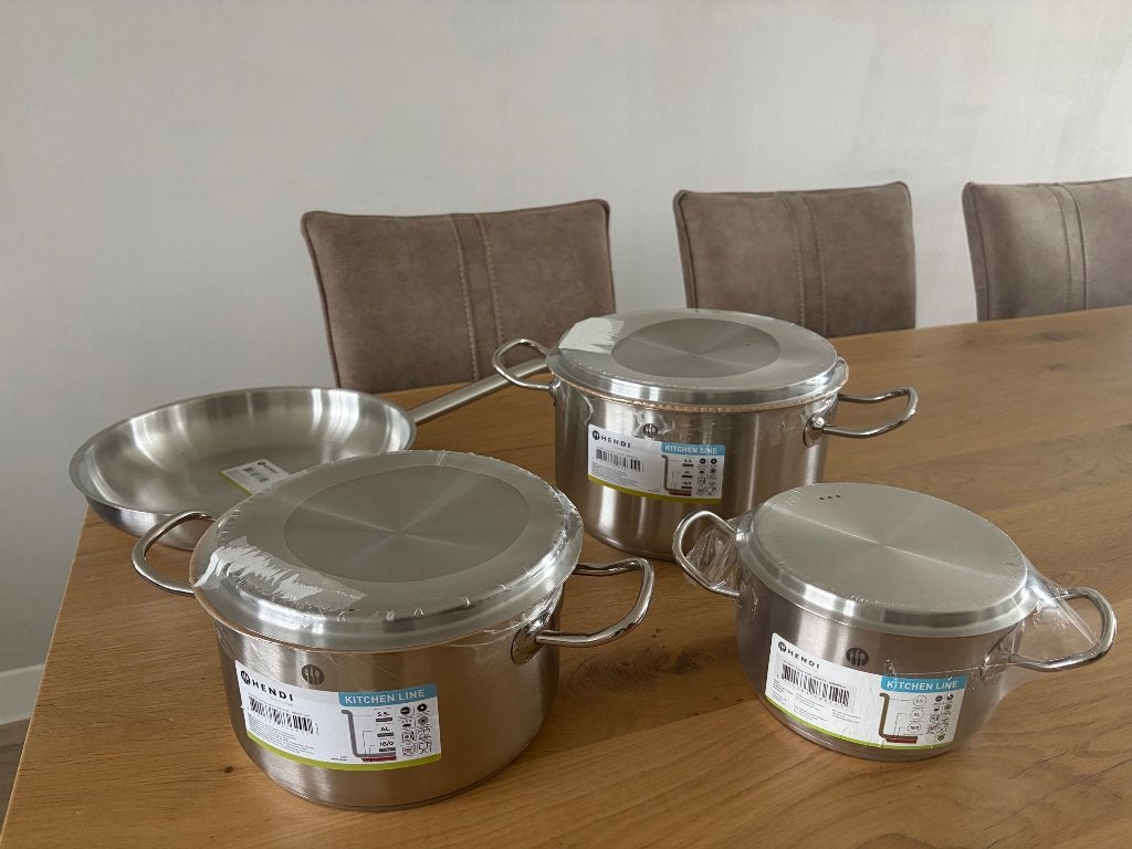 Nieuwe HENDI Kitchen Line pannenset 4-delig – RVS, Ophalen, Nieuw, Pannenset, Geschikt voor inductie