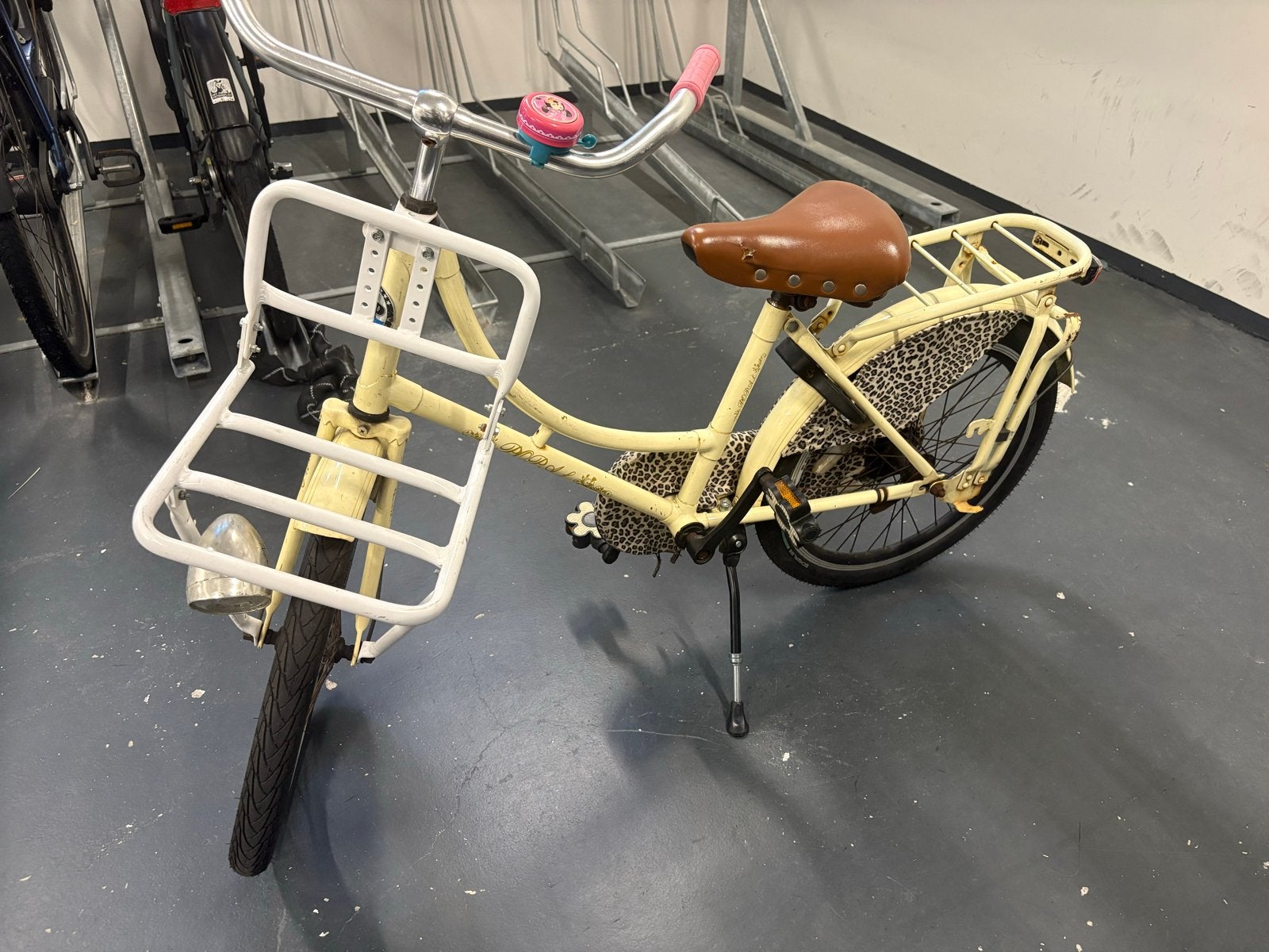 20 inch Popal meisjesfiets luipaard geel, Terugtraprem, Gebruikt, Ophalen of Verzenden, Handrem