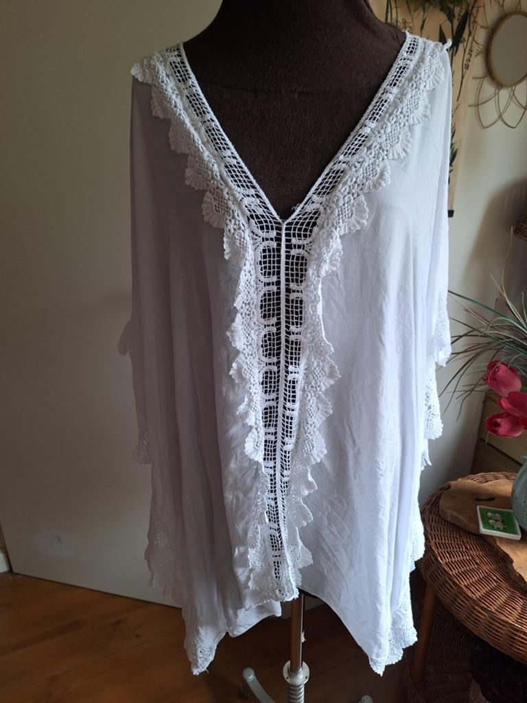 Tuniek wit 44 46 48 50 52, Ophalen of Verzenden, Zo goed als nieuw, Wit, Blouse of Tuniek