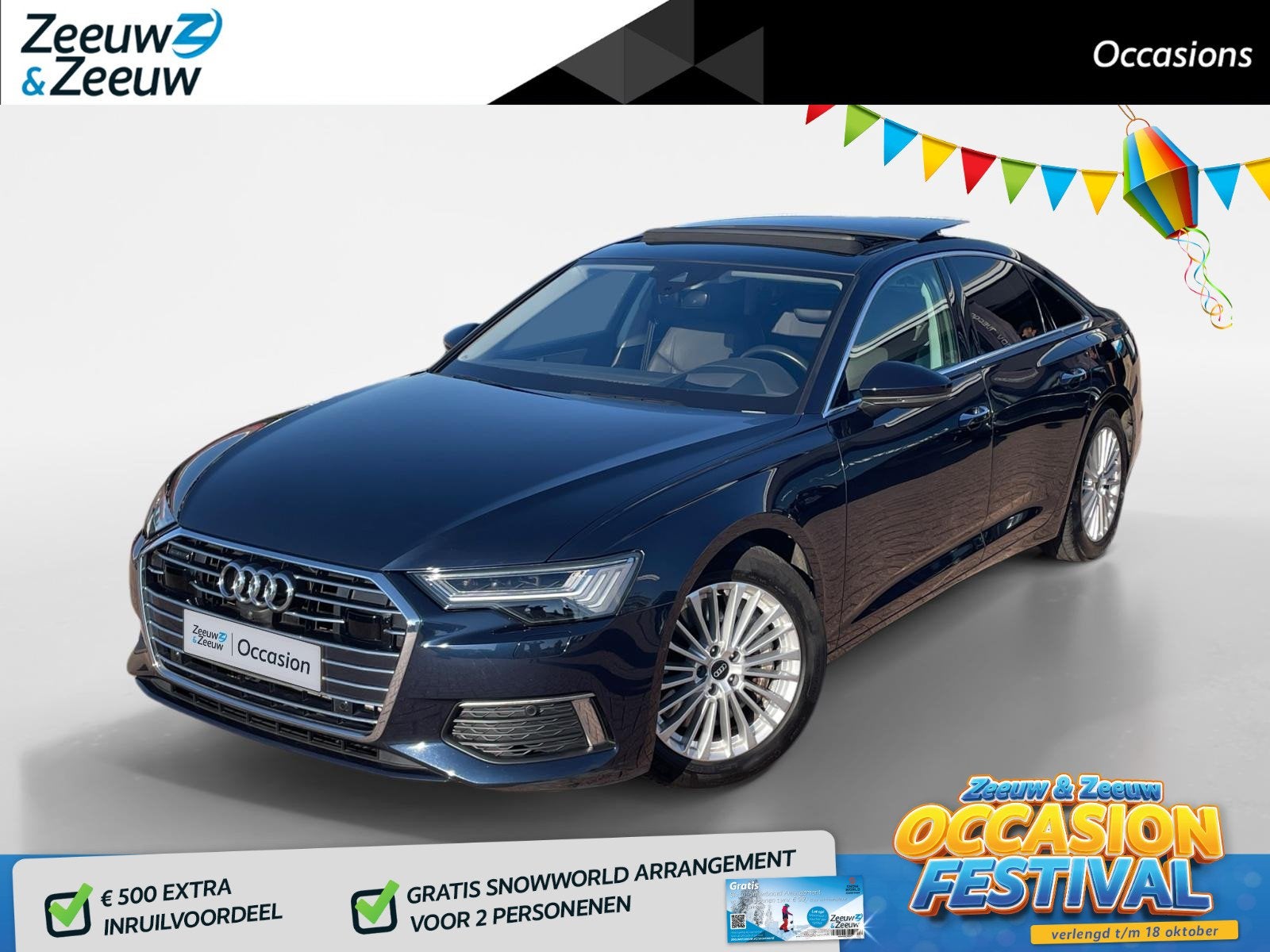 Audi A6 Limousine 50 TFSI e quattro Business edition *Automa, Automaat, Stof, 4 cilinders, Blauw