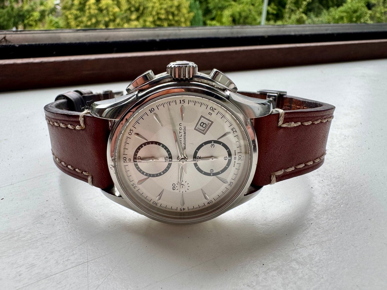 Hamilton Jazzmaster Auto Chrono 42 mm H326160 – watch only, Sieraden, Tassen en Uiterlijk, Horloges | Antiek, Overige merken, Staal