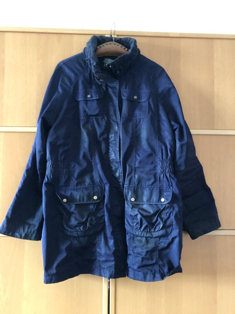 Donker blauwe half lange dames jas., Ophalen of Verzenden, Gedragen, Maat 38/40 (M), Blauw