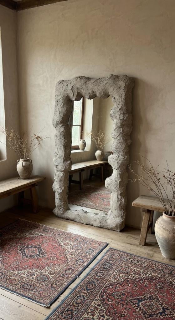 Design Rots Beton spiegel 136 x 75cm, Huis en Inrichting, Woonaccessoires | Spiegels, 100 tot 150 cm, Ophalen of Verzenden, Zo goed als nieuw