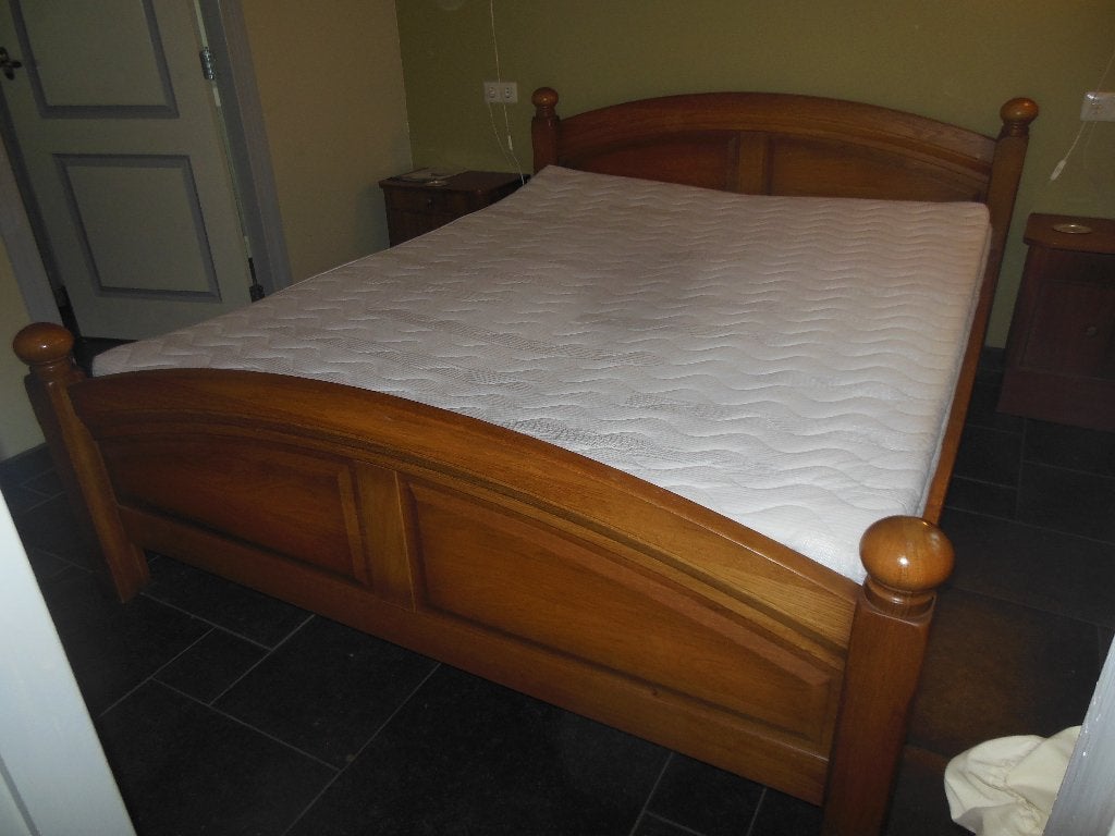 eiken bed, Ophalen, Bruin, Tweepersoons, Zo goed als nieuw
