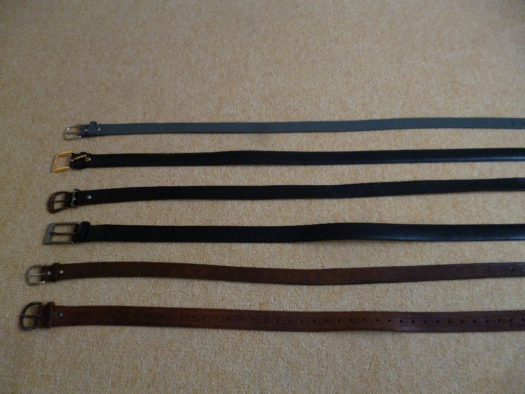 Nog 4 LEREN riemen: 2 bruin, 1 grijs en 1 zwart €5 per stuk, Ophalen of Verzenden, Zo goed als nieuw, Riem of Ceintuur, Echt leder