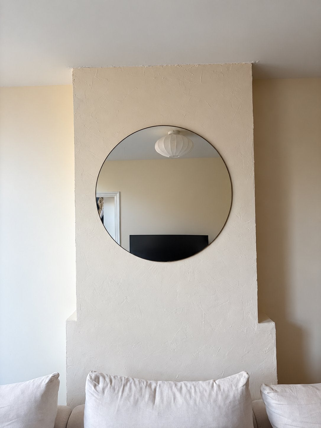 Ronde spiegel met gouden rand - 80cm doorsnee, Huis en Inrichting, Ophalen, Gebruikt, Rond, 75 tot 100 cm