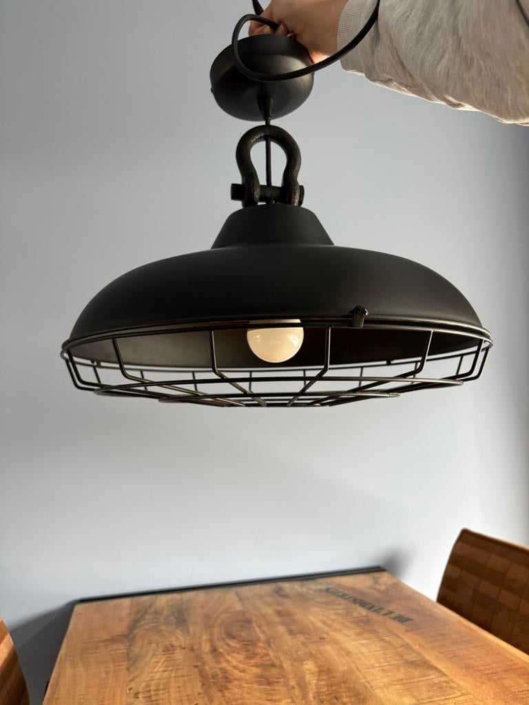 Hanglamp Lumidora (zwart, industrieel, 45 cm), Ophalen, Zo goed als nieuw, Metaal, Industrieel