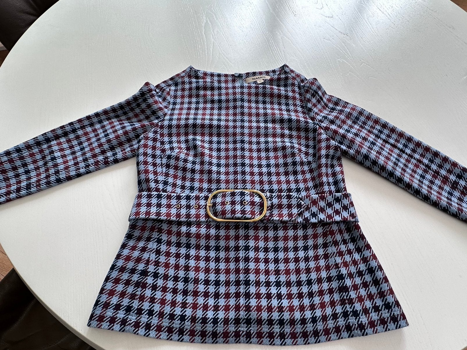 Wollen top van Natan mt 38 ! Lichtblauw-donkerblauw-burgundy, Kleding | Dames, Maat 38/40 (M), Zo goed als nieuw, Lange mouw, Verzenden