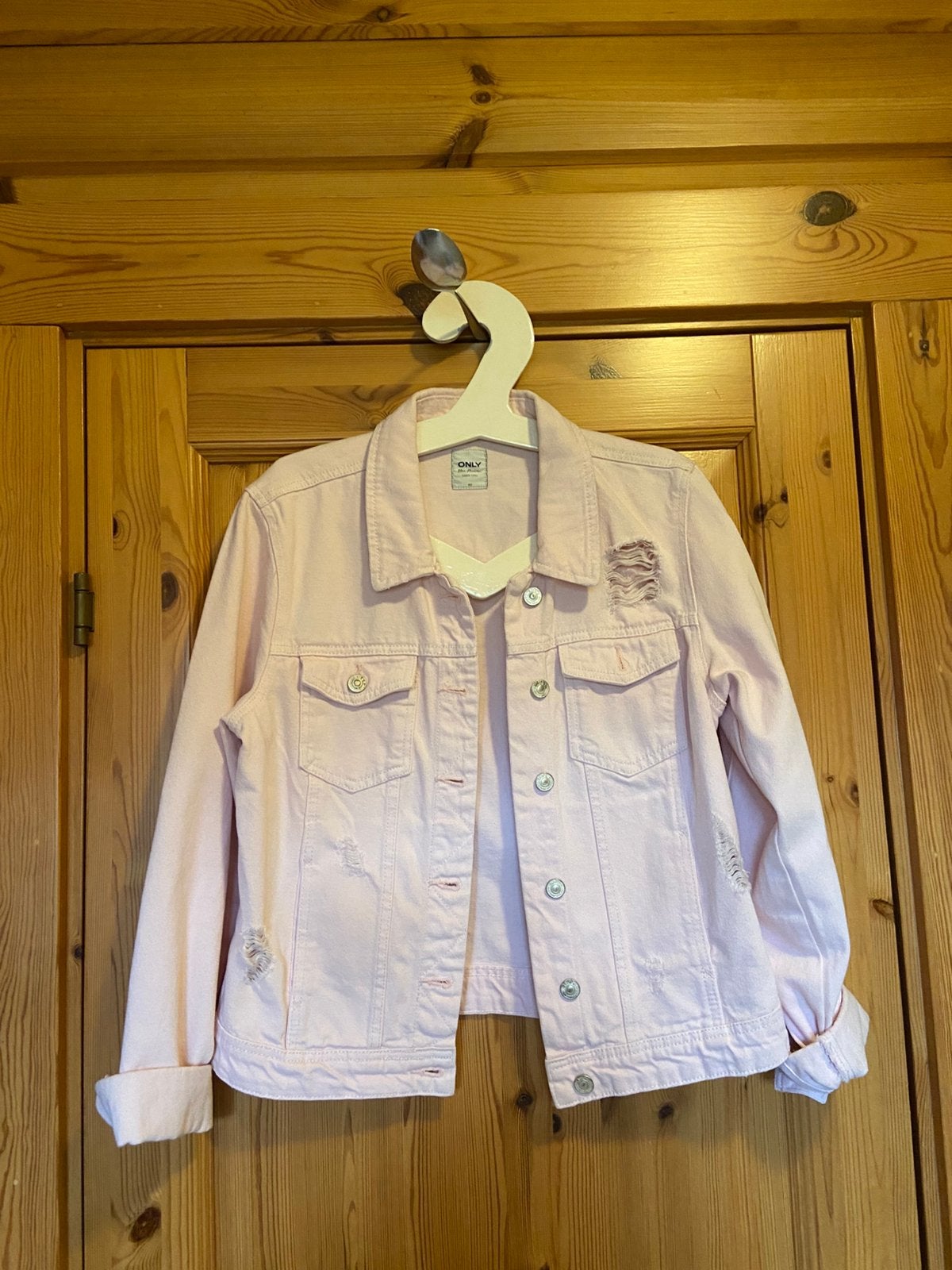 Spijkerjas zalm kleurig Only 42, Kleding | Dames, Ophalen of Verzenden, Zo goed als nieuw, Maat 42/44 (L), Roze
