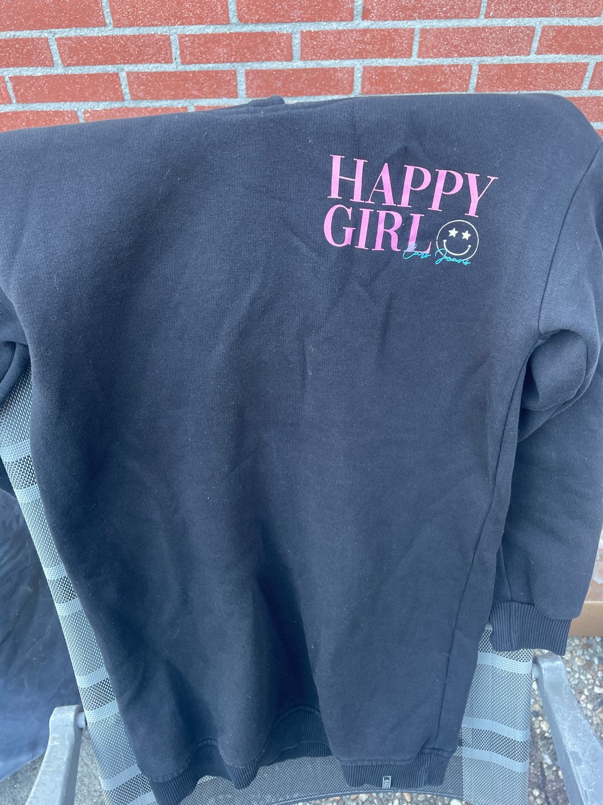 Cars Jeans Hoodie Zwart "Happy Girl" Maat 12, Ophalen, Zo goed als nieuw