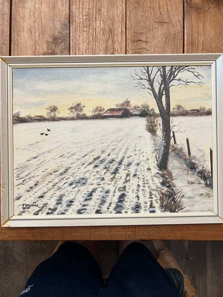 Olieverf schilderij Frans Brommer | Winterlandschap (1987), Antiek en Kunst, Ophalen, Doek, Realistisch, Stilleven