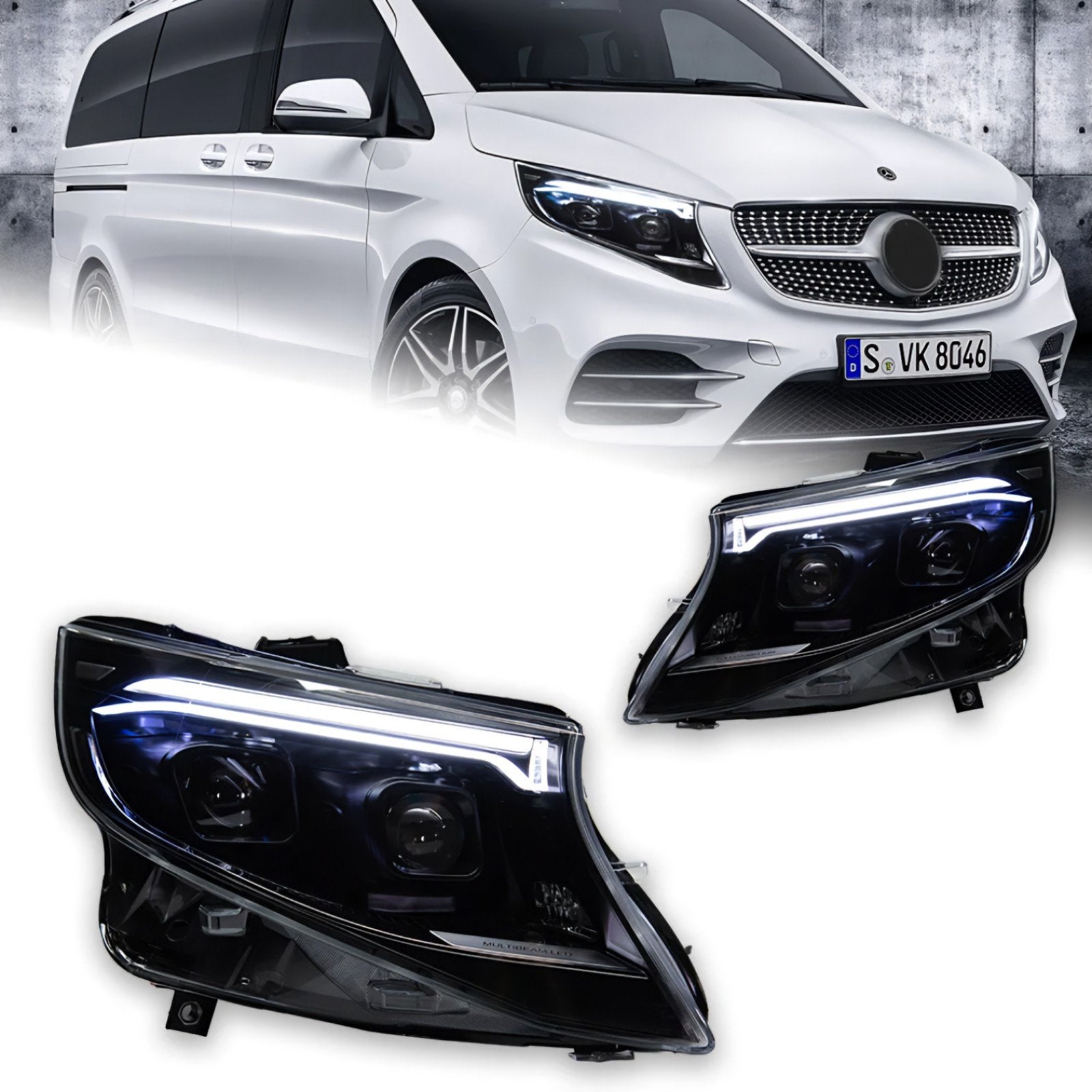Koplampen voor Mercedes-Benz Vito W447 V-Klasse 2016-2023, Mercedes-Benz, Nieuw, Ophalen of Verzenden, Düsseldorf