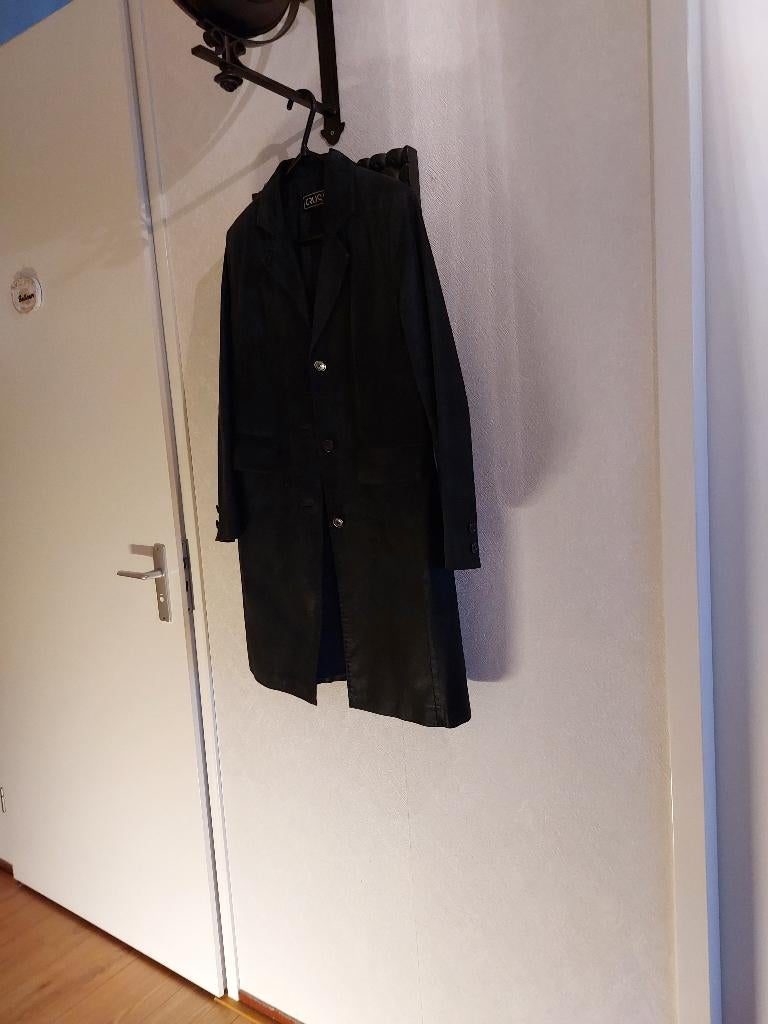 SUEDE LANGE JAS DONKER BLAUW  36/38   Z.G.A.N., Kleding | Dames, Ophalen of Verzenden, Nieuw, Maat 36 (S), Blauw