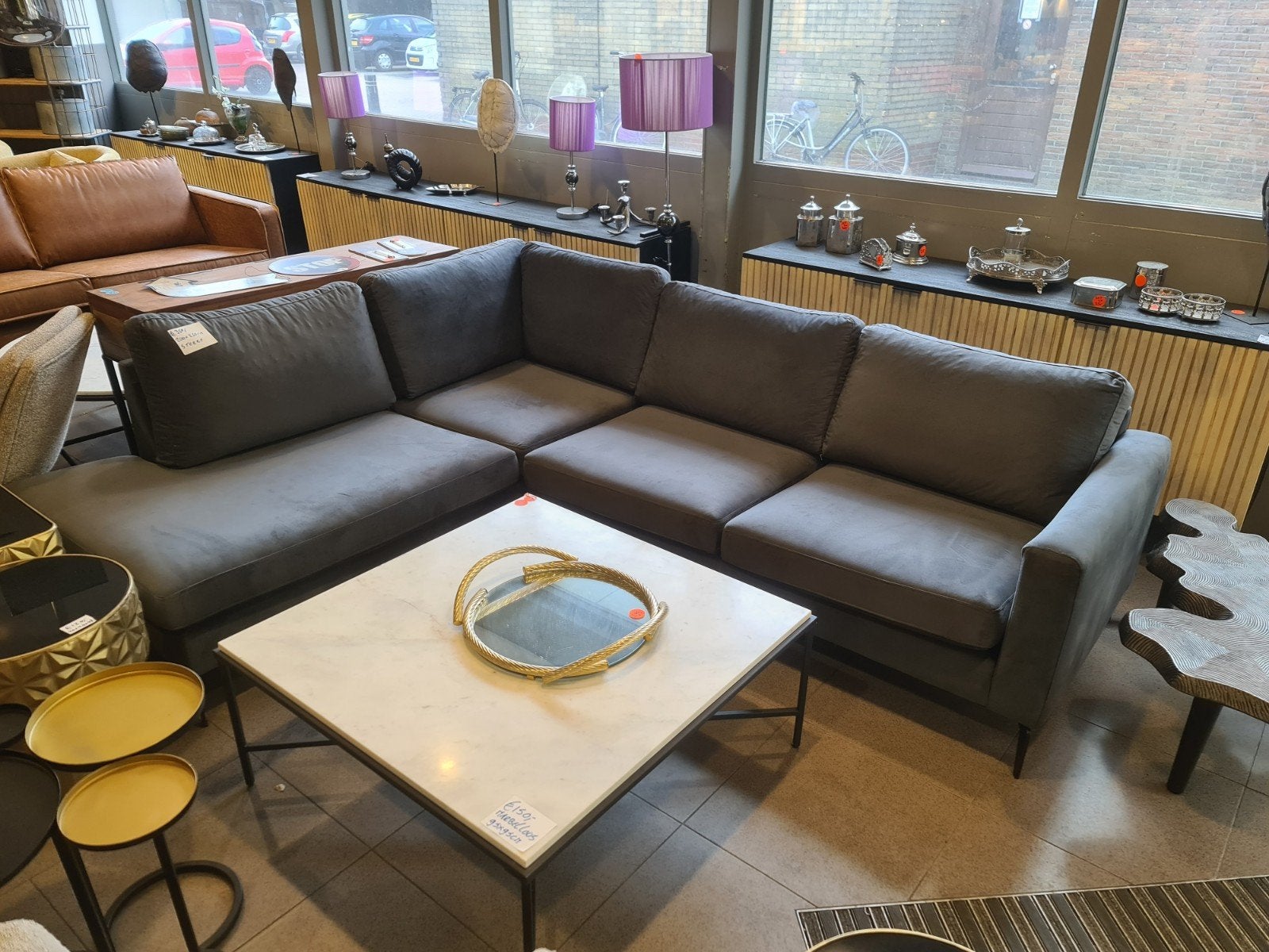 nieuwe hoekbank Sterre 200x250cm grijs velvet €350, Ophalen, ., Nieuw, .
