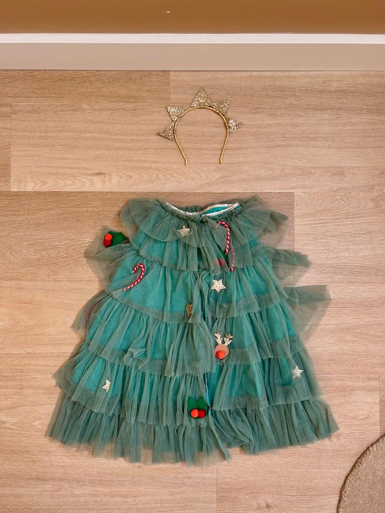 Z.g.a.n. Kerstboom cape met kroontje van Meri Meri, Ophalen of Verzenden, Zo goed als nieuw, 110 t/m 116, Jongen of Meisje
