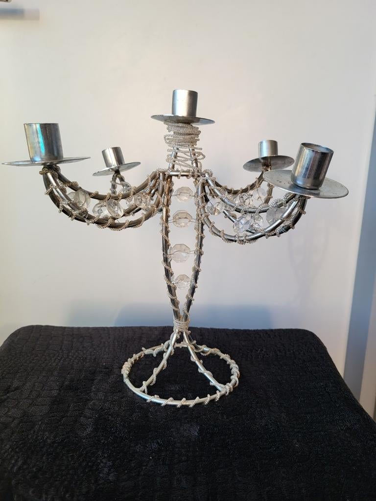 Kandelaar 5-arms vintage/retro - eyecatcher voor interieur, Ophalen of Verzenden, Kandelaar, 25 tot 50 cm