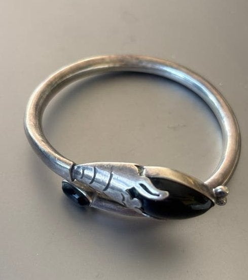 Zilveren Armband met Zwarte Onyx Steen, Ophalen, Zo goed als nieuw, Zilver, Met edelsteen