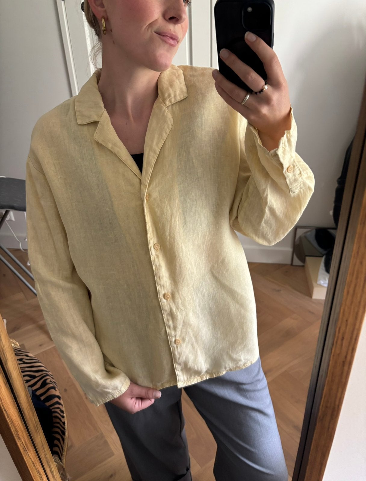 Zara Linnen Blouse, Verzenden, Zo goed als nieuw, Maat 36 (S), Geel