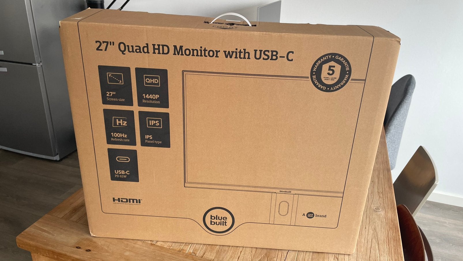 BlueBuilt 27 inch Quad HD Monitor (bijna nieuw), Ophalen, HDMI, Zo goed als nieuw, 61 t/m 100 Hz