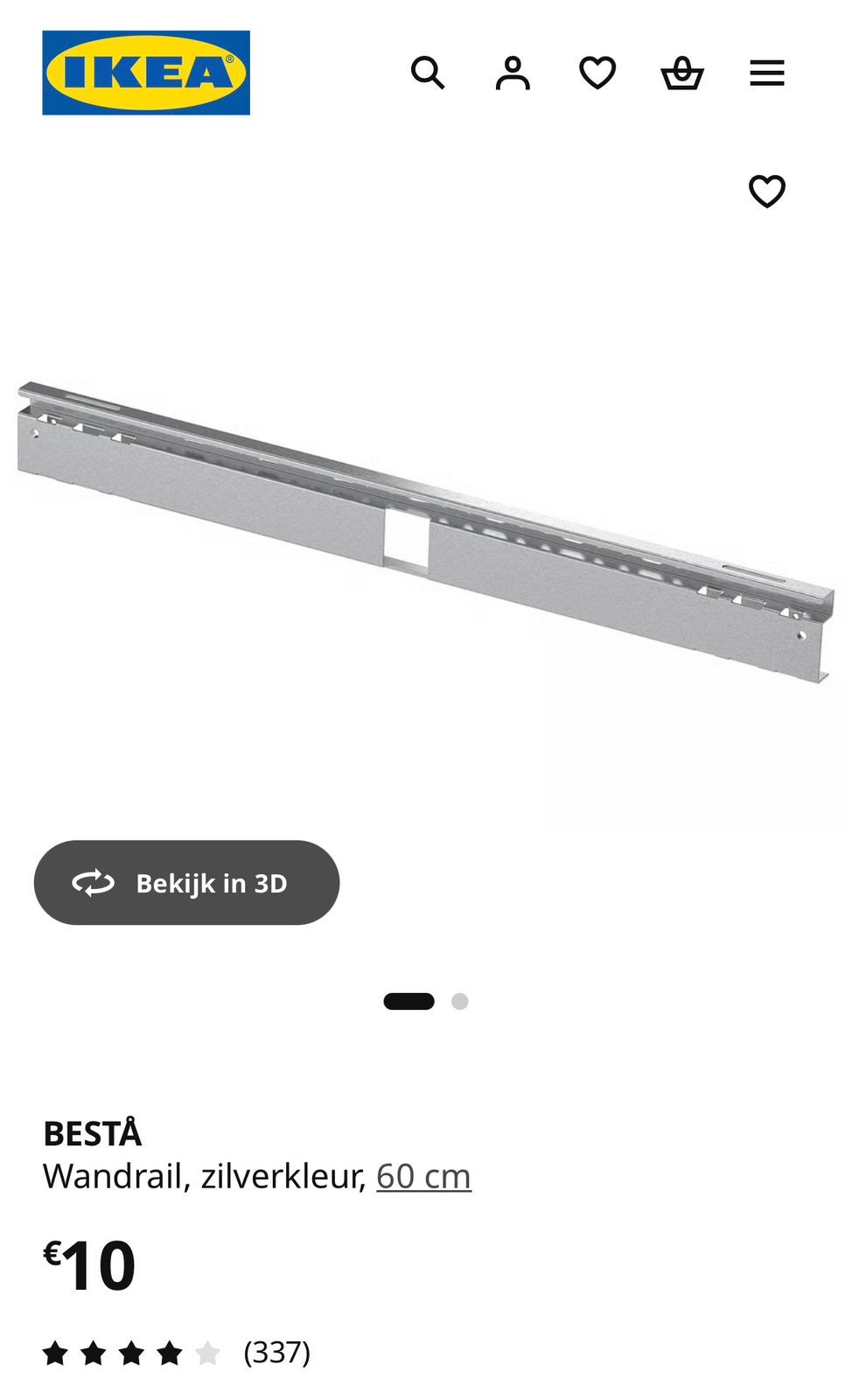 BESTA ikea wandrail 3stuks, Ophalen of Verzenden, Nieuw
