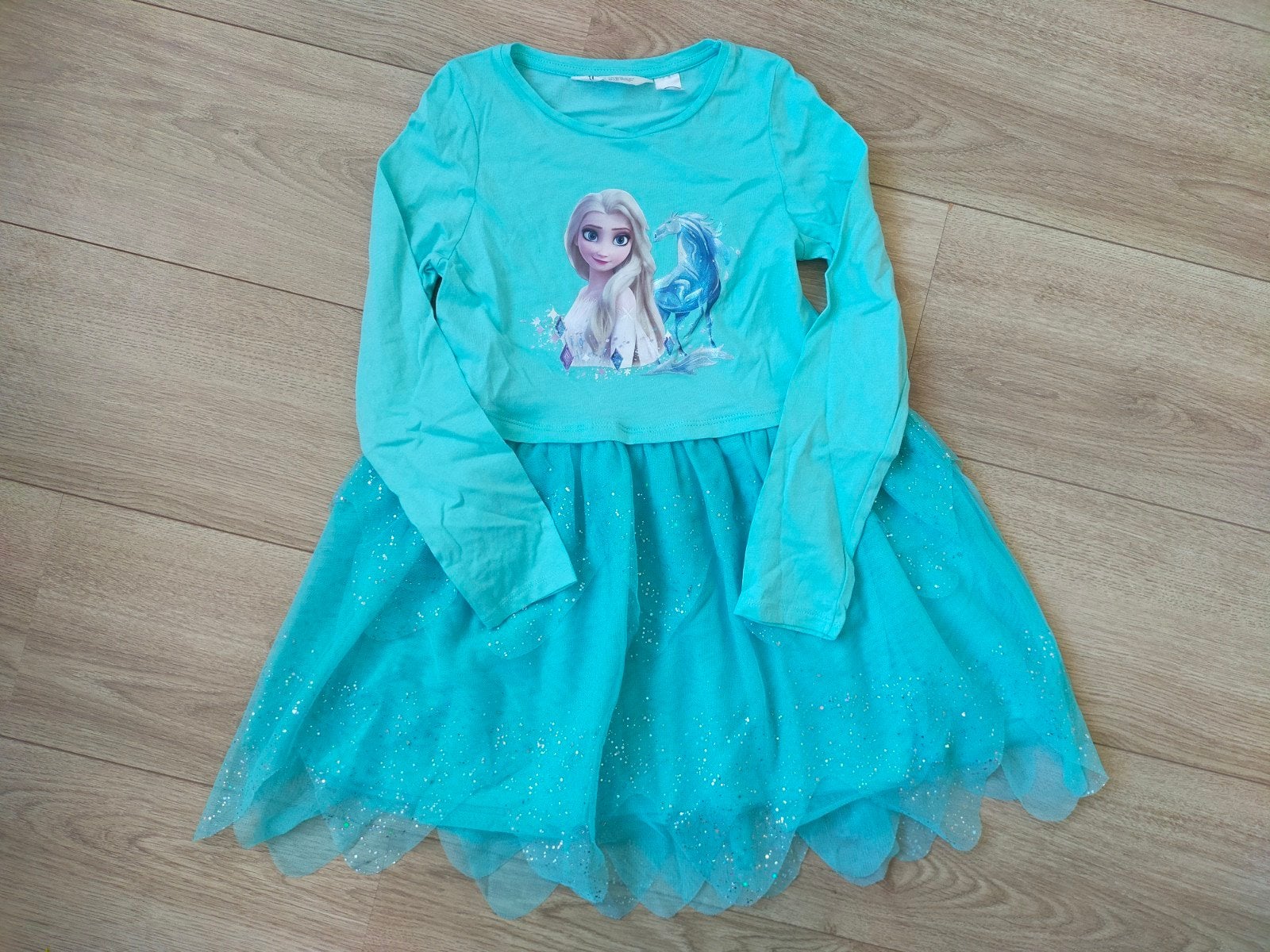 Zgan! Supermooi turquoise Frozen jurkje van H&M. Mt 122/128, Meisje, H&M, Ophalen of Verzenden, Zo goed als nieuw