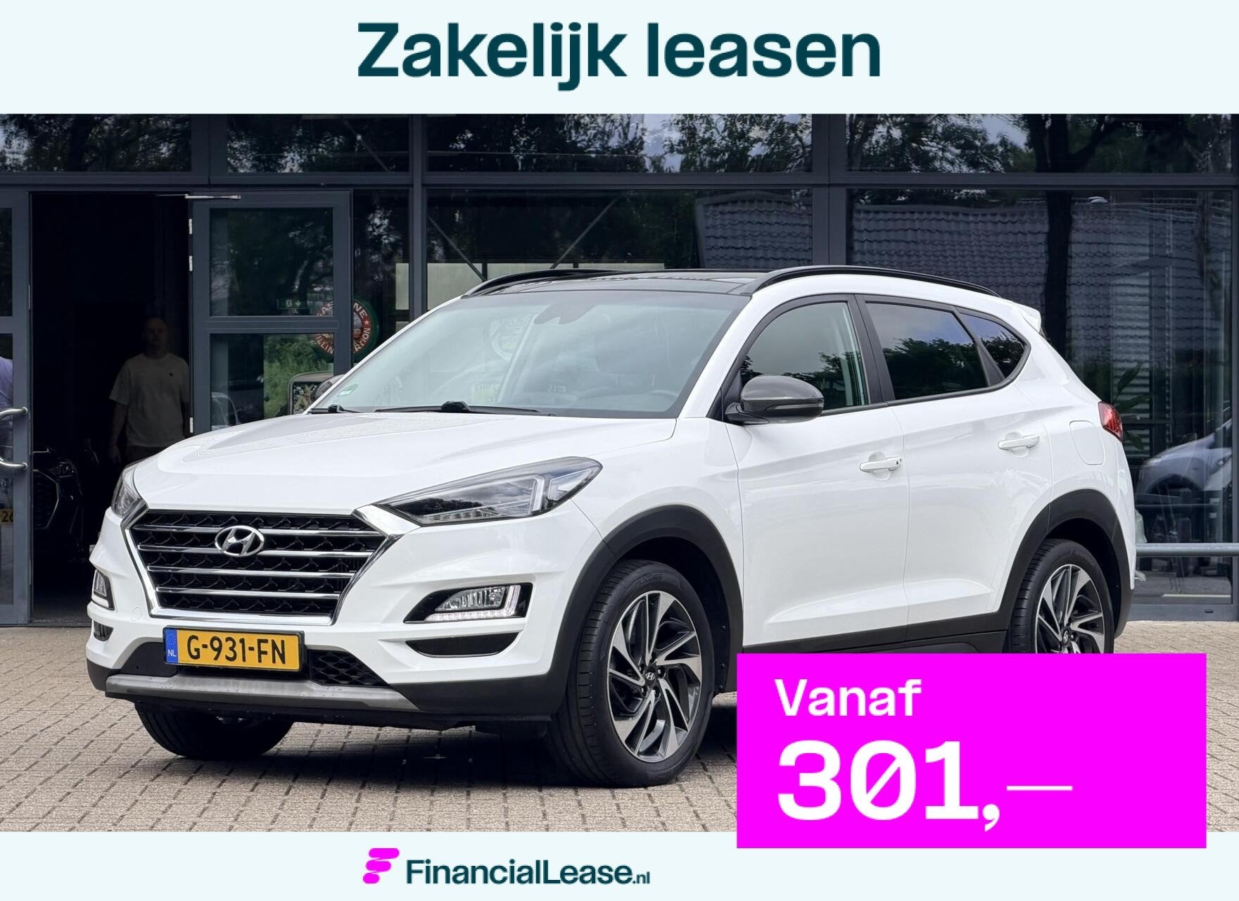 Hyundai Tucson 1.6 T-GDi Premium 4WD | Pano | Stoel-Stuurver, Gebruikt, 4 cilinders, Lichtsensor, Wit