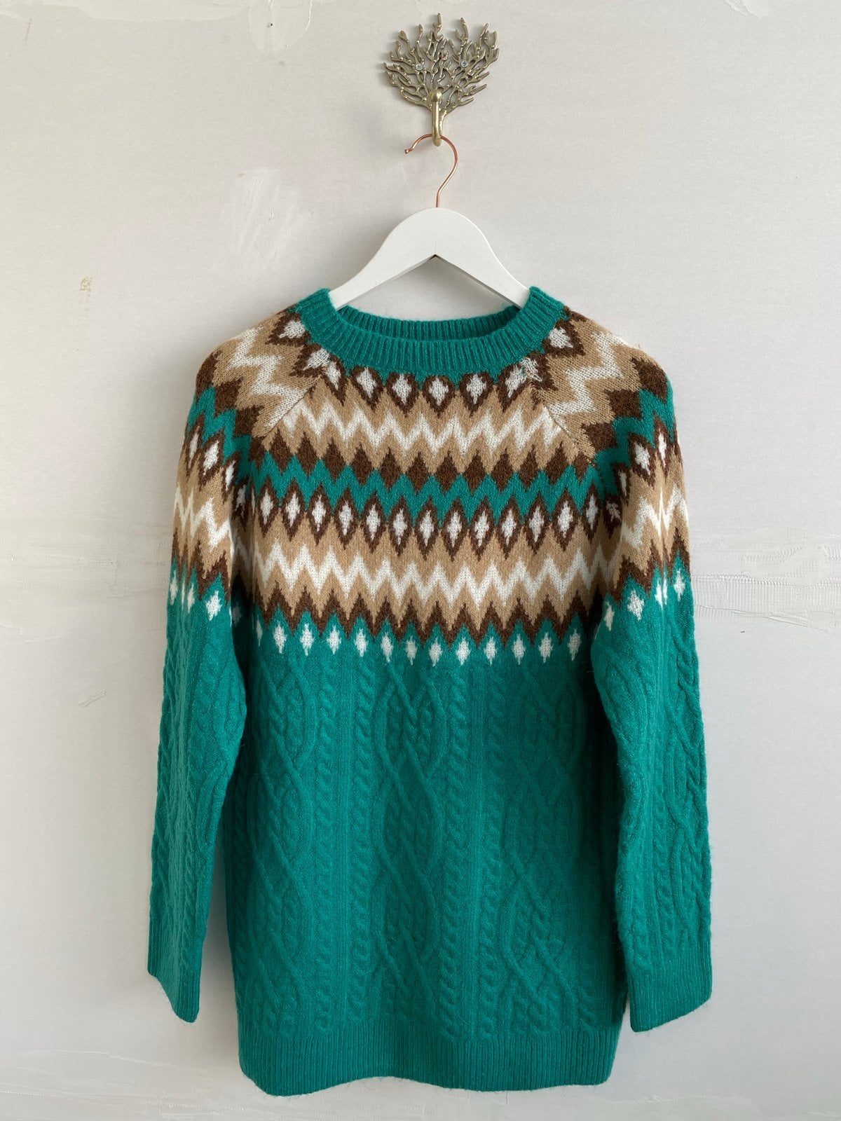 Beca Fashion Groene Trui met Fair Isle Patroon, Kleding | Dames, Truien en Vesten, Ophalen of Verzenden, Zo goed als nieuw, Maat 38/40 (M)