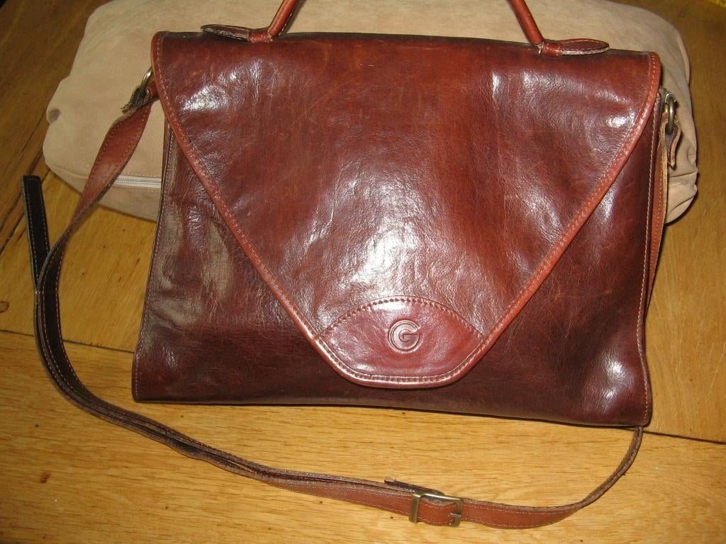 Bruine leren tas van Gabrielle - Creations, Ophalen of Verzenden, Zo goed als nieuw, Bruin, Handtas