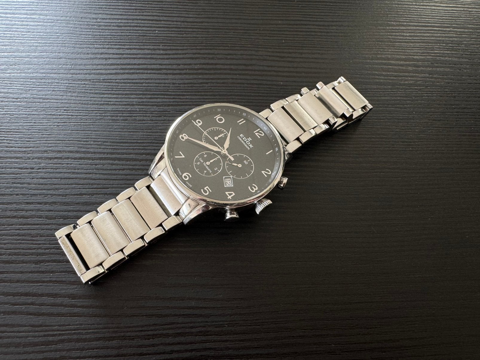 Edox Les Vauberts Chronograaf Herenhorloge, Sieraden, Tassen en Uiterlijk, Horloges | Heren, Overige merken, Gebruikt, Staal, Polshorloge