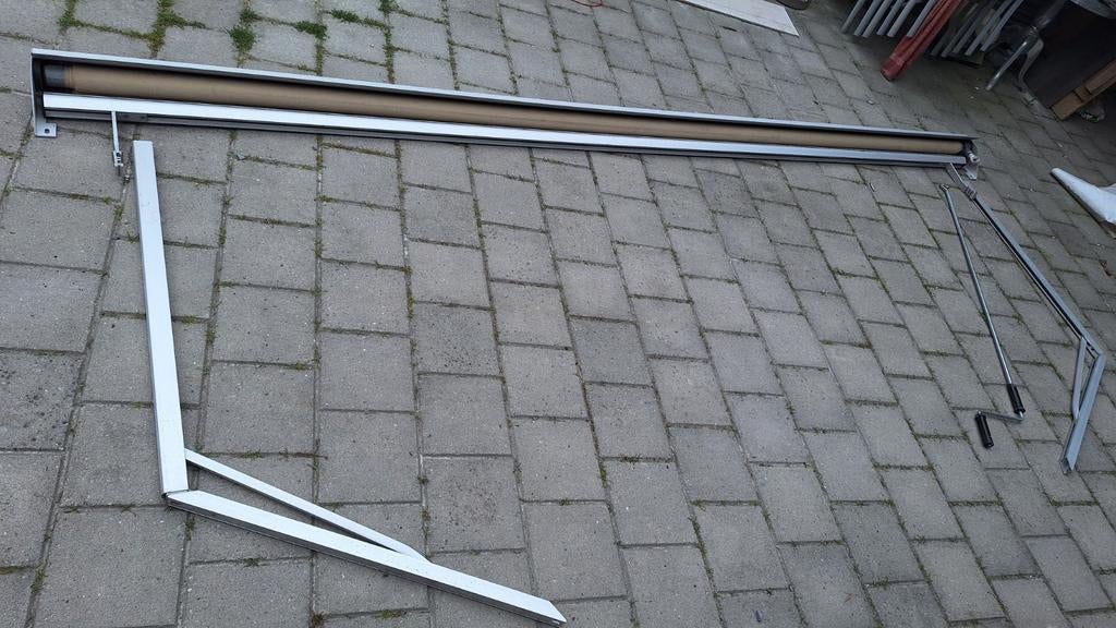Zonnescherm 340 breed, 150 tot 300 cm, Ophalen, Gebruikt, Knikarmscherm