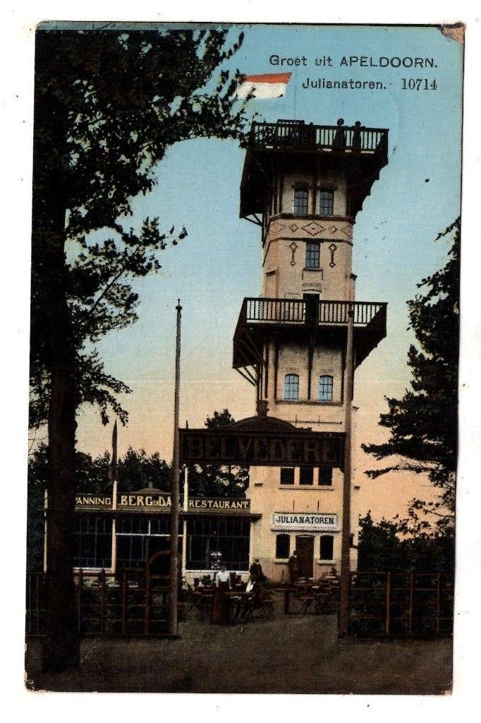 Apeldoorn  Uitspanning en Julianatoren 1913 Militair Post, Ophalen of Verzenden, Voor 1920, Gelopen, Gelderland