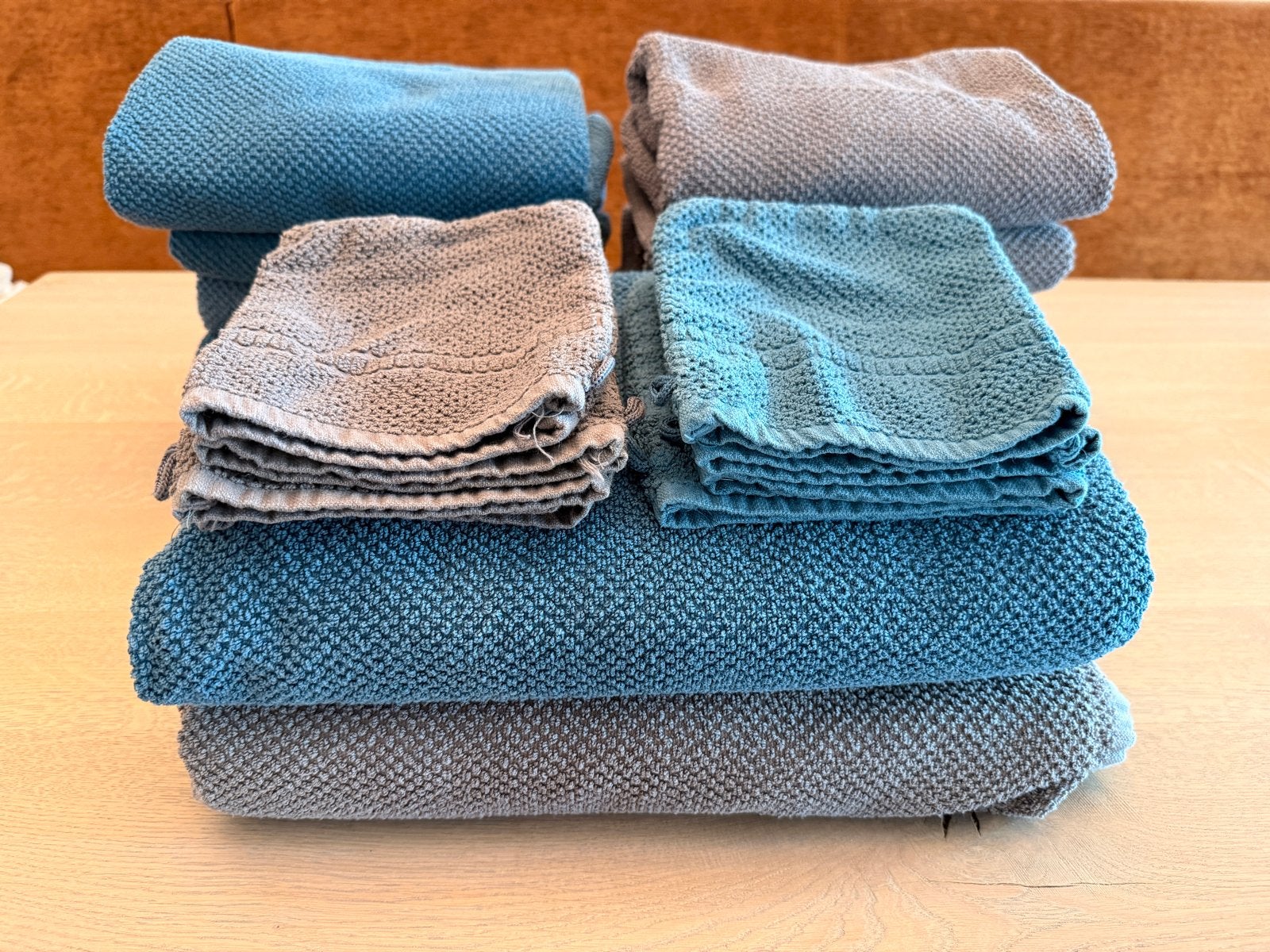 IKEA FRÄJEN handdoeken en washandjes (blauw en grijs), Huis en Inrichting, Badkamer | Badtextiel en Accessoires, Gebruikt, Blauw