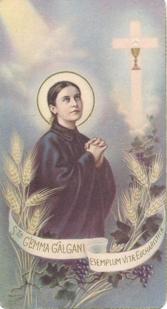 Mooi devotieprentje van de H. Gemma Galgani, Ophalen of Verzenden, Zo goed als nieuw, Kaart of Prent, Christendom | Katholiek