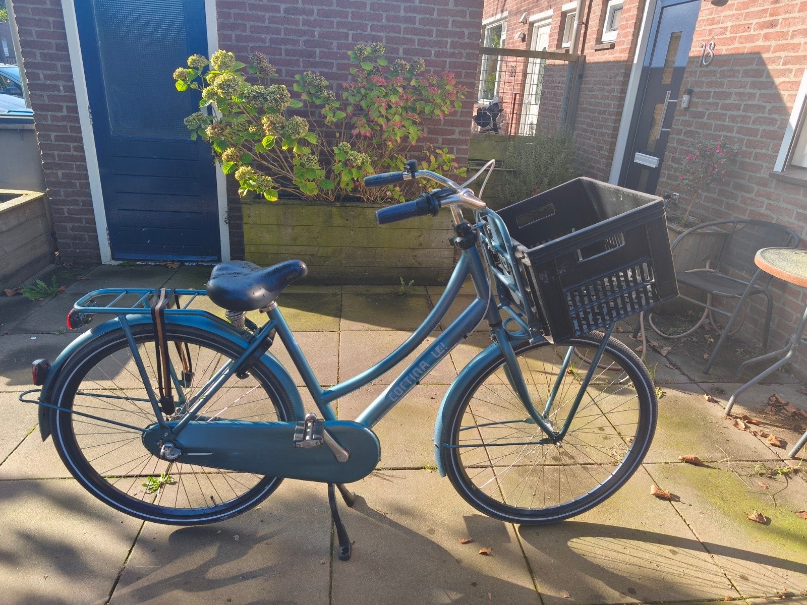Meidenfiets Cortina met mand en versnellingen, Gebruikt, Velgrem, Cortina, Handrem