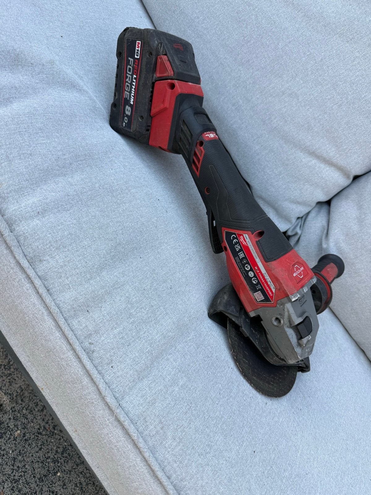 Milwaukee M18 slijptol haakse slijper + 8.0ah accu, Ophalen, Gebruikt, 1000 watt of meer, Haakse handslijpmachine