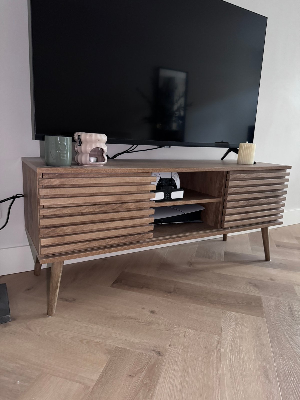 Houten tv meubel, Ophalen, Zo goed als nieuw, 25 tot 50 cm, Minder dan 100 cm