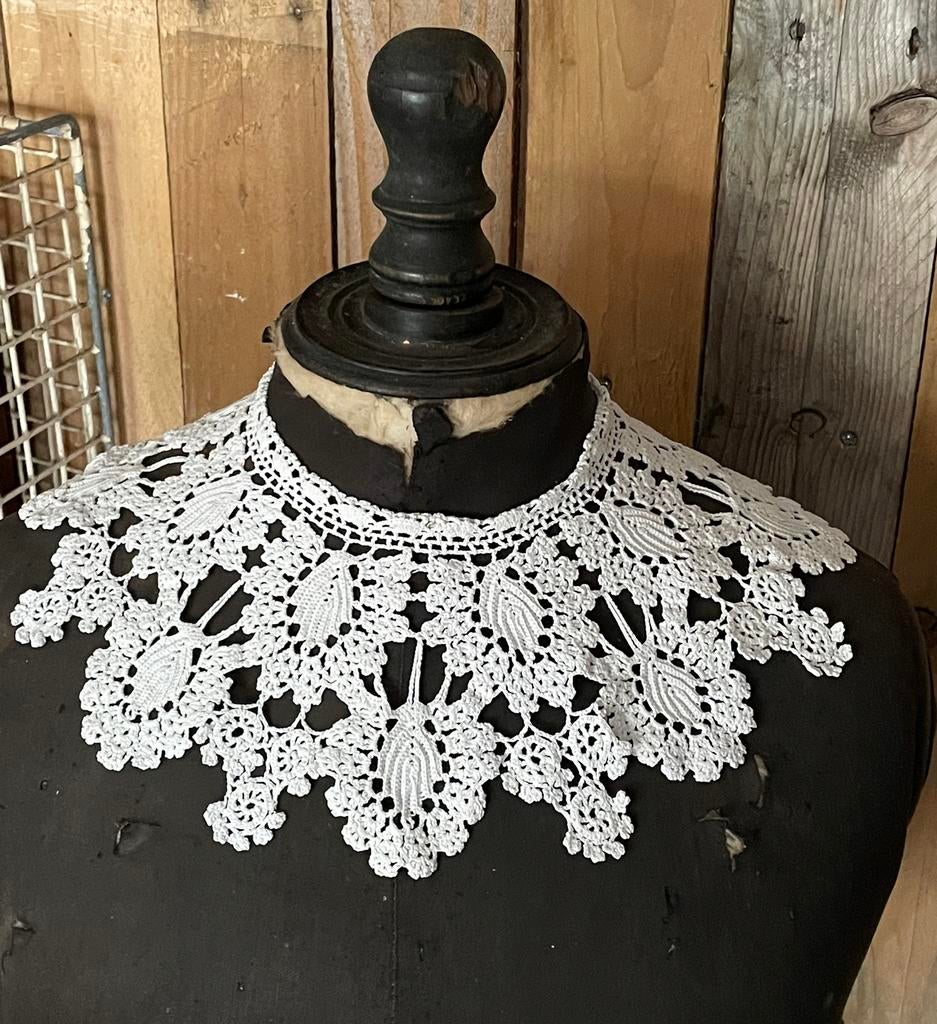 Brocante oud wit gehaakt kraagje / kraag, Ophalen of Verzenden