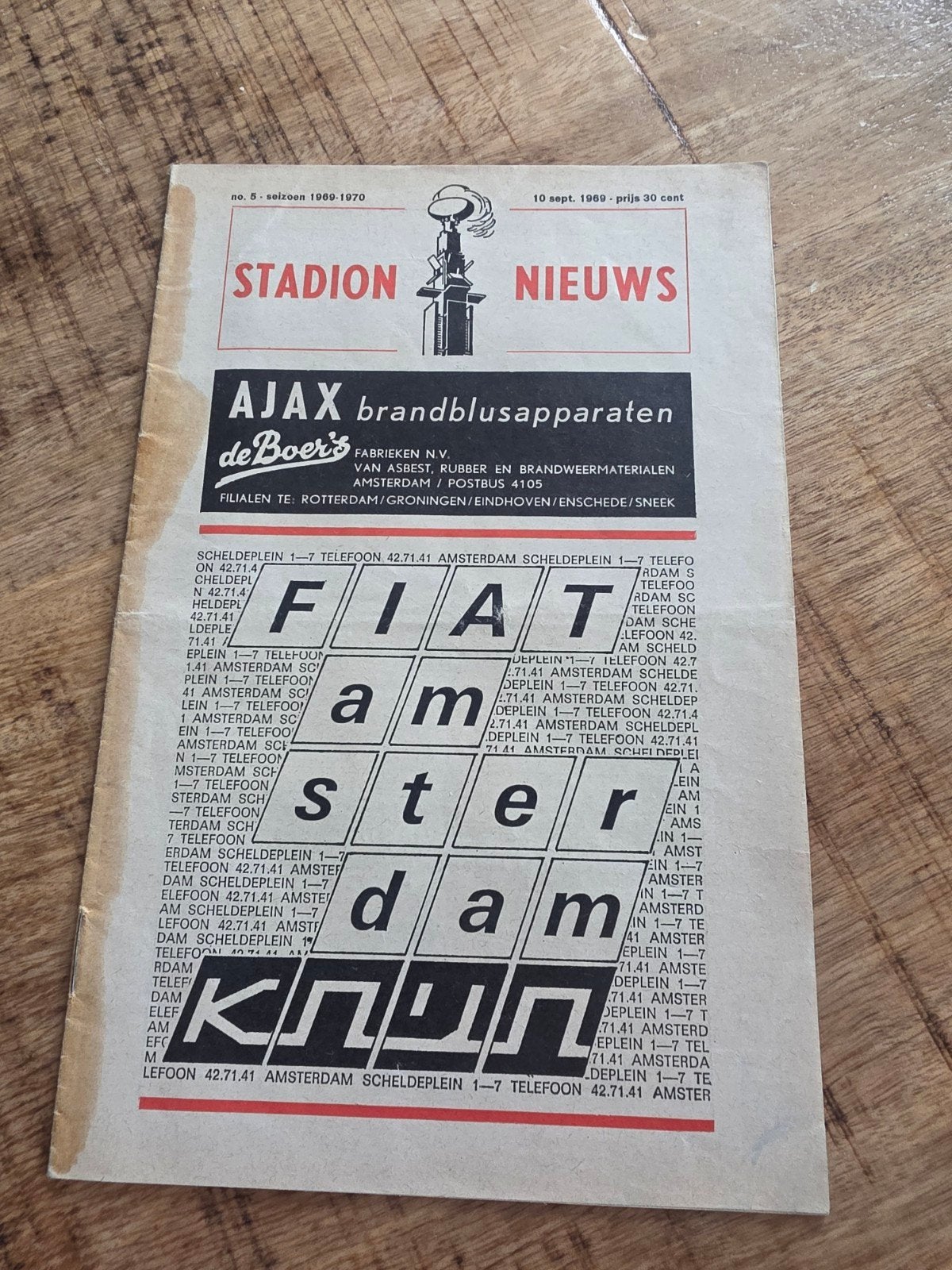 Programma Ajax - Slowakije 10 sept 1969 75 jaar AVB, Ophalen of Verzenden, 1980 tot heden, Tijdschrift