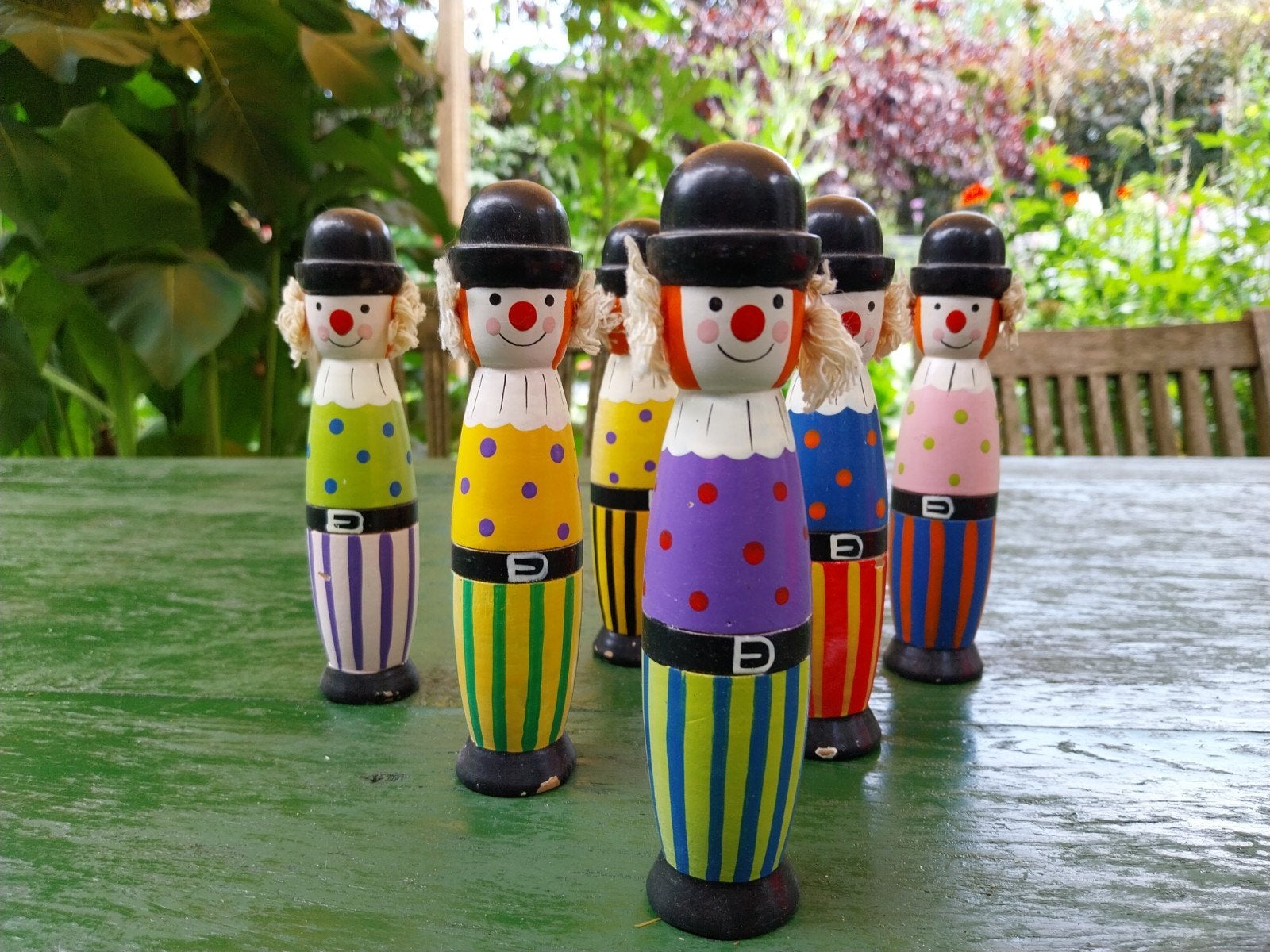 Houten Clownskegels van Tante Brocante, Ophalen of Verzenden